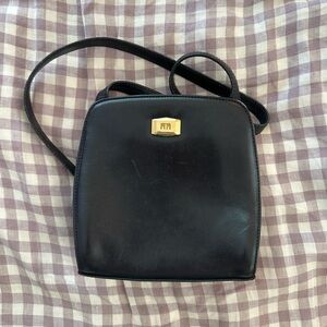 Black leather cross body bag